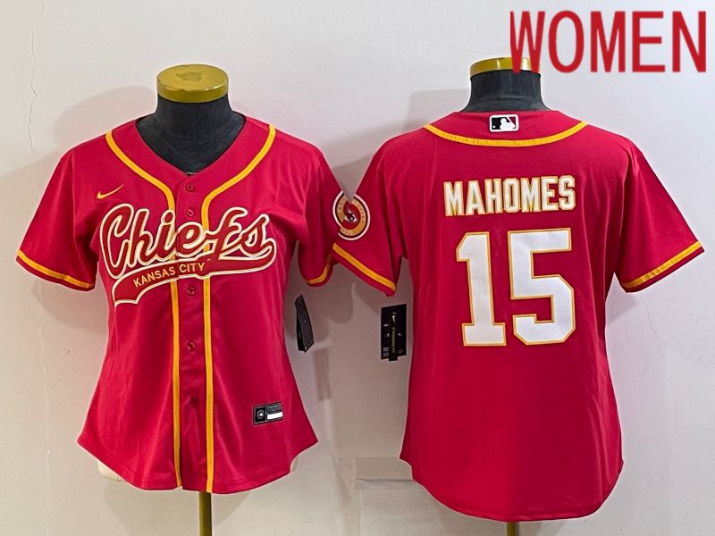 Women Kansas City Chiefs #15 Mahomes Red 2022 Nike Co branded NFL Jerseys